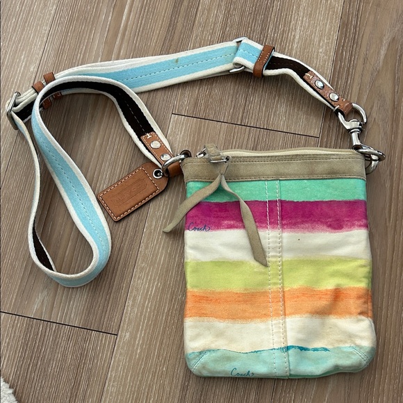Coach Handbags - Coach Multicolor Striped Crossbody Bag